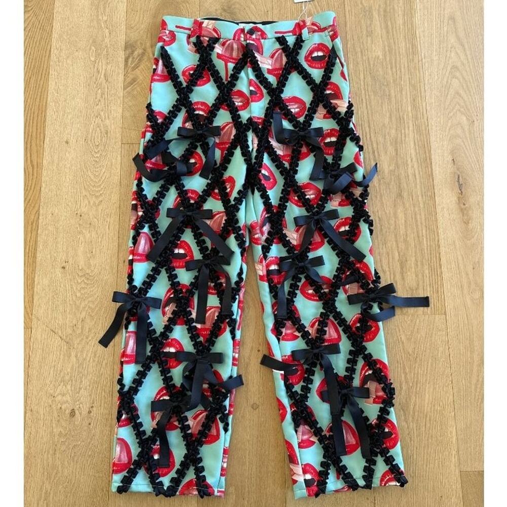 Kidill Innocence Collection Ribbon Pants in Green Black & Red - NWT